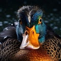 Front view of a Mallard Duck  Made With Generative AI illustration Royalty Free Stock Photo