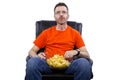 Front View of Man Watching TV Royalty Free Stock Photo