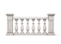 Front view marble balustrade on white background. 3d rendering. Royalty Free Stock Photo