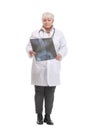 Medical doctor analysing x-ray image looking at camera and smiling Royalty Free Stock Photo