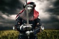 Medieval knight posing with sword. Royalty Free Stock Photo