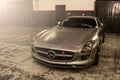 Front view of a Mercedes-Benz SLS AMG.