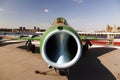 A front view of a military jet fighter Royalty Free Stock Photo