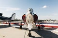 A front view of a military jet fighter plane Royalty Free Stock Photo