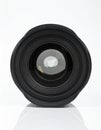 Front View of a Modern Camera Lens Isolated on White Royalty Free Stock Photo