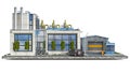 Front view on a modern factory building and surrounding area on a piece of ground Royalty Free Stock Photo