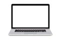 Front view of a modern laptop with a white screen and an English Royalty Free Stock Photo