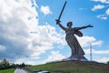 Front view of Motherland Calls monument in Mamayev Kurgan in Volgograd, Russia. Royalty Free Stock Photo