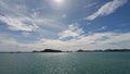 The front view in the morning sky is bright blue with clear white clouds. And the ocean deep indigo in daylight. Feeling calm, Royalty Free Stock Photo