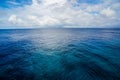 Horizontal line of calm sea surface on the day light. Sea on blue sky background. Seascape in early morning hours under clear sky Royalty Free Stock Photo
