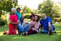 Family outside in the garden Royalty Free Stock Photo