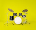 front view of a musical drum set on a clear background Royalty Free Stock Photo