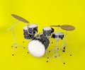 front view of a musical drum set on a clear background Royalty Free Stock Photo