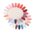 Front view of nails polish manicure sample palettes