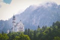 Front view Neuschwanstein castle in summer landscape near Munich in Bavaria, Germany. Royalty Free Stock Photo