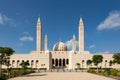 Front view of new Sultan Qaboos Grand Mosque at the outskirts of Nizwa, Oman Royalty Free Stock Photo