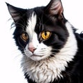 The front view of a Norwegian Forest cat is isolated on a white background. Royalty Free Stock Photo