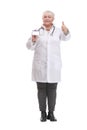 Front view of nurse or medical doctor woman showing business card Royalty Free Stock Photo