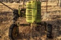 Front view o antique farm tractor in field Royalty Free Stock Photo