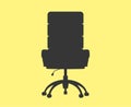 Front view office chair. Comfortable black leather swivel chair with high back and handrails. Working interior furniture. Cartoon Royalty Free Stock Photo