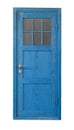 Front view of  old blue wooden door Royalty Free Stock Photo