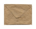 Front view of old closed aged paper envelope isolated on white Royalty Free Stock Photo