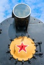 Front view of an old-fashioned steam locomotive. Royalty Free Stock Photo