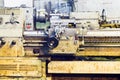 Front view of old metalworking lathe machine