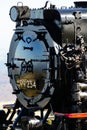 Front view of an old red and black locomotive train Royalty Free Stock Photo