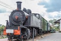 Front view of old train with dramatic sky Royalty Free Stock Photo