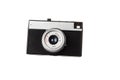 Front view of an old vintage photo camera using film strip, isolated on white background Royalty Free Stock Photo