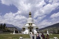 Tourists at the Memorial Chorten in Thimpu, Bhutan. Royalty Free Stock Photo