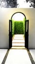 Open Door With Light, Open Door With Garden, Exit Door Concept Royalty Free Stock Photo