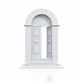 Front view of open door in white background Royalty Free Stock Photo