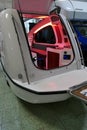 Front view of opened german autonomous floating camper van Sealander