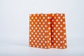 front view orange bags with white dots. High quality photo