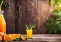 Front view of orange juice with mint leaves and slice of orange Generative AI Royalty Free Stock Photo