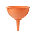 Front view of orange plastic funnel