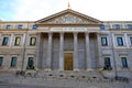 Front view of Palacio de las Cortes or Congreso de los Diputados Congress of Deputies building in Madrid,