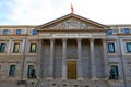 Front view of Palacio de las Cortes or Congreso de los Diputados Congress of Deputies building in Madrid,