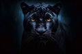 Front View of Panther on Dark Background. Generative AI