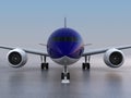 Front view of passenger airplane taxiing on the runway Royalty Free Stock Photo