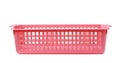 Front view of pink rectangular plastic storage basket