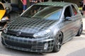 Front view of plaid painted Volkswagen Golf GTI Royalty Free Stock Photo