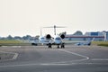 Front view of plane before takeoff Royalty Free Stock Photo