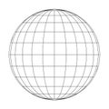 Front view of planet Earth globe grid of meridians and parallels, or latitude and longitude. 3D vector illustration