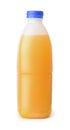 Front view of plastic orange juice bottle