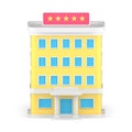 Front view premium hotel multistory building facade with entrance columns and windows 3d icon vector