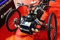 Front view of prototype of hydrogen fuel cells powered tricycle Tria Rota Machina developed on Technical University Of Kosice