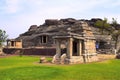 Front view of Ravanaphadi rock-cut temple, Aihole, Bagalkot, Karnataka. Royalty Free Stock Photo